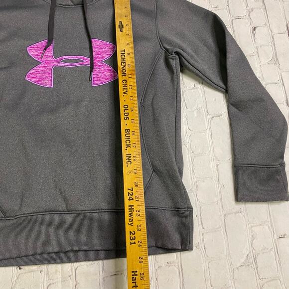 Under Armour women’s hoodie pullover small coldgear storm pink biglogo athletic - Picture 7 of 8